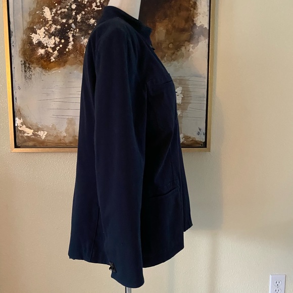 Vintage Classic Ralph Lauren leather Indigo navy blue blazer jacket size 14 EC - Picture 13 of 14